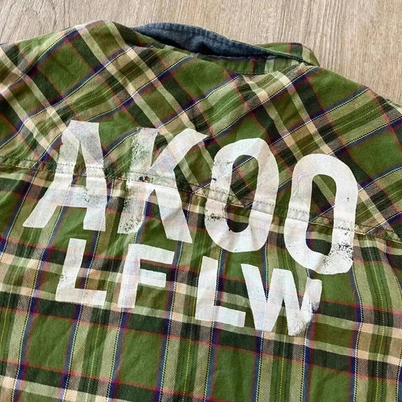 Mens Akoo Green Plaid Button Up with Patches - XL - Picture 8 of 10